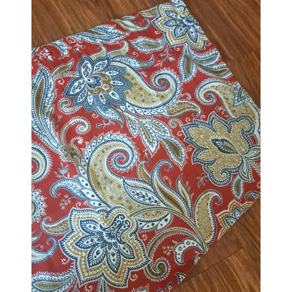 Traditions By Waverly Ascot Valance Red Gold Paisley Blue Tassel Modern 51x22